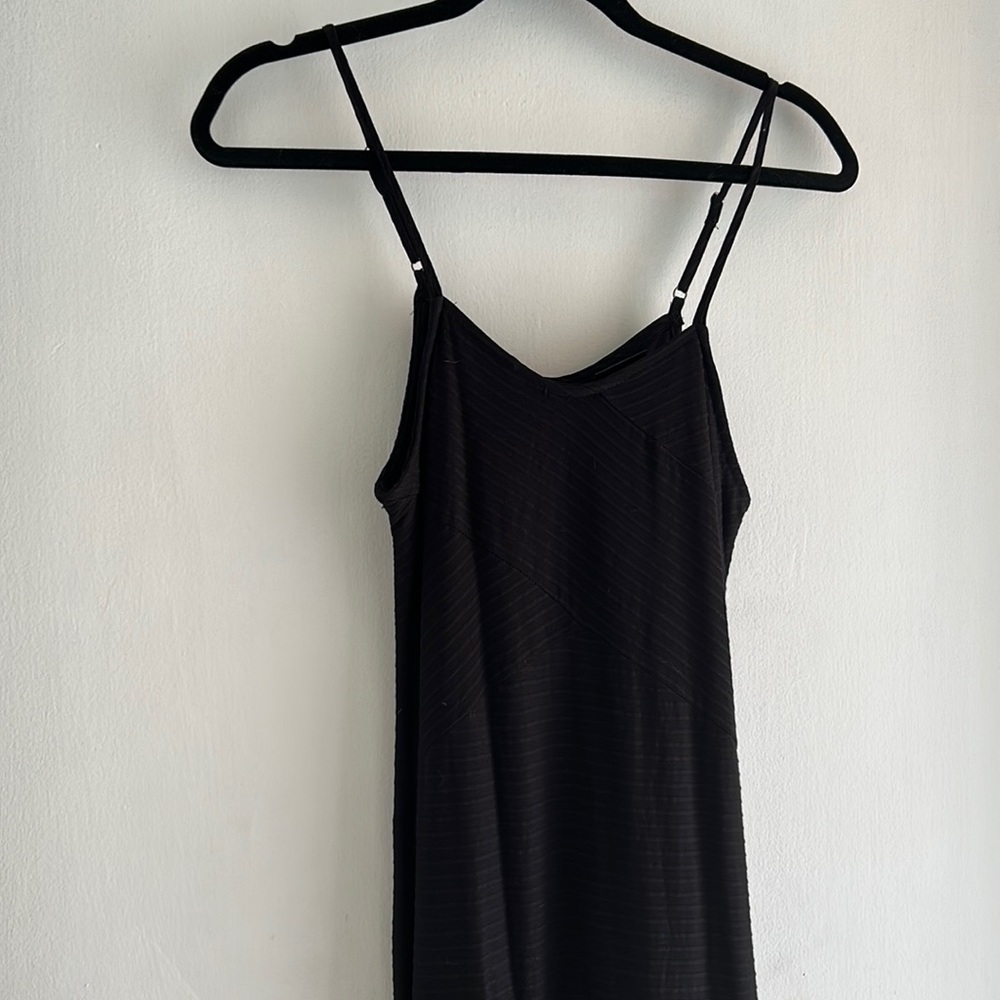 Massimo Ribbed Black Maxi Dress Adjustable Straps